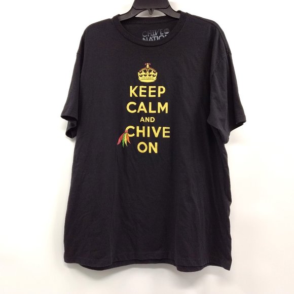 CHIVE NATION T Shirt Men's 3XL Black Keep Calm And Chive On Graphic Short Sleeve - Picture 1 of 7